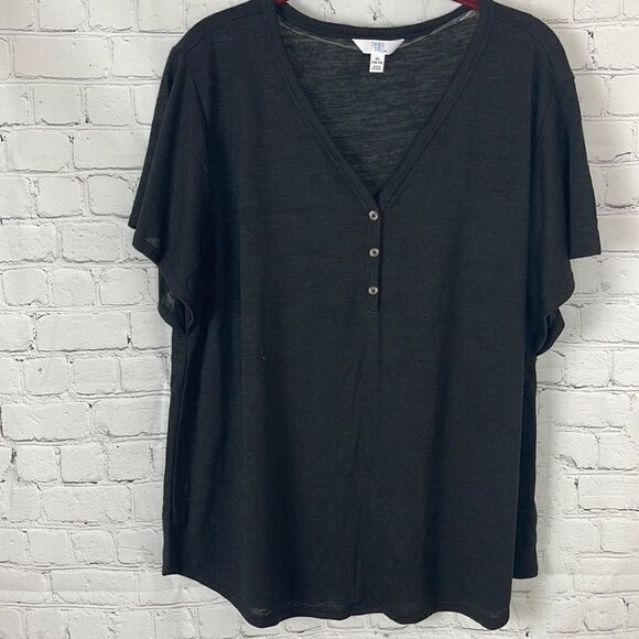 Time and Tru Black Tee - Picture 1 of 5